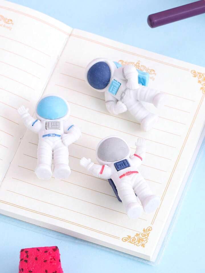 Image of AK Store (Pack of 4) 3D Cute Cartoon Shape Rubber Pencil Erasers, School Stationery for Kids, Boys Girls, Birthday Return Gifts (Space Astronauts)