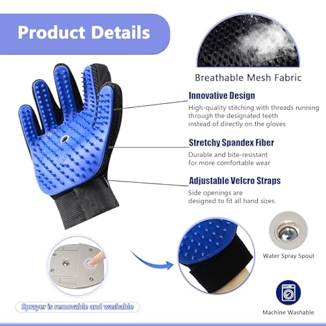 Pet Steam Grooming Gloves, Cat Grooming Steam Gloves, Dog Washing Gloves, Pet Grooming Gloves for Dogs & Cats, Deshedding Steam Brush, Dog Hair Remover Massage Glove-lWRz5CKR