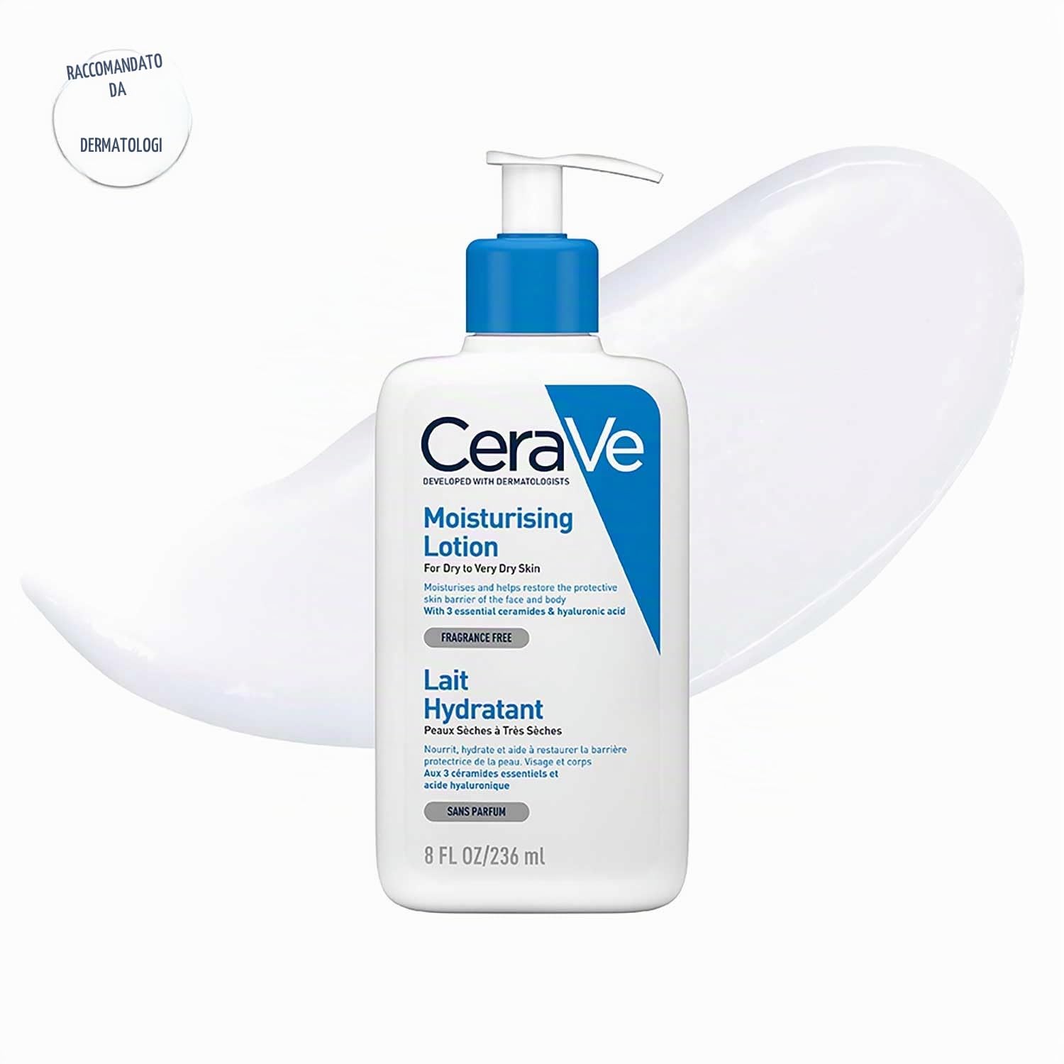 CeraVe Lozione idratante, viso e corpo, per pelli secche e molto secche, 236 ml