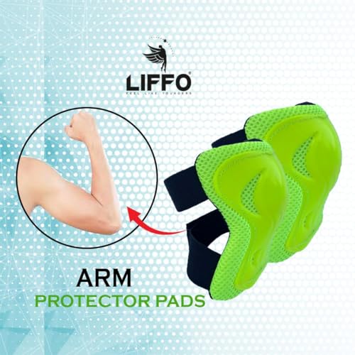 Image of Liffo Skating Guard Skating Kit Protective Skating Guard Kit for Skating, Cycling, Running for Kids,Boys,Girls,Men & Women (HSG) (HP-Green, M)
