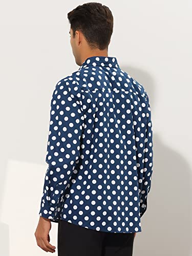 Lars Amadeus Blue Polka Dots Dress Shirt For Men's Button Down Long Sleeve Casual Business Shirts Medium Navy Blue #TOP2