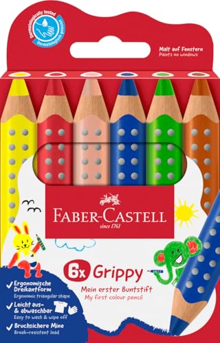 Faber-Castell 110630 Set Grippy, 6 Jumbo Buntstifte für...