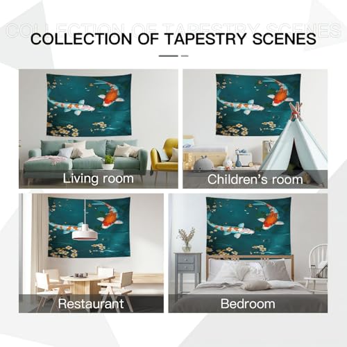 Tenture murale koi dans l'eau impression textile haut de gamme 230x180cm