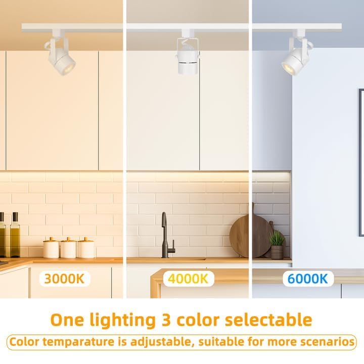 Image of GU10 LED 3CCT White Track Lighting Heads(No Track Rail) 3000K /4000K /6000K Adjustable with Dedicated Dimmer, 12PCS Ceiling Spotlight Fixture with Replaceable 10W Bulbs