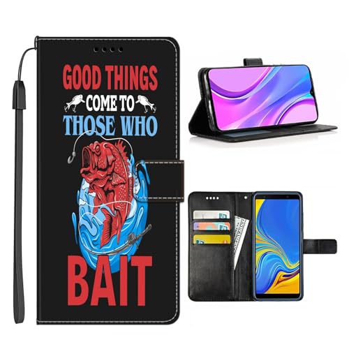 Xioolia Portemonnee-hoesje voor Samsung Galaxy A70s met Designer Fishing-aa8, Zacht TPU Lederen Houder Flip Kickstand Schokbestendige Kaartsleuven, Beschermhoes, Multi kleuren