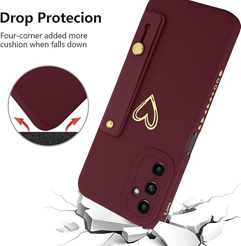 Miniatura 6 de Fiyart Funda diseñada para Samsung Galaxy A14 0.18oz con soporte para teléfono, bonita funda protectora de cámara con correa de muñeca para mujeres