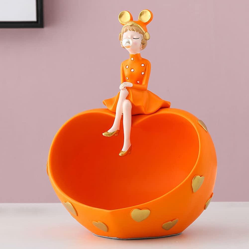 Bubble Girl Art Figurki Rzemiosło wejściowe Żywica Stół Rzeźba Artykuły gospodarstwa domowego Nordic Rzeźba do salonu w domu (pomarańczowy)