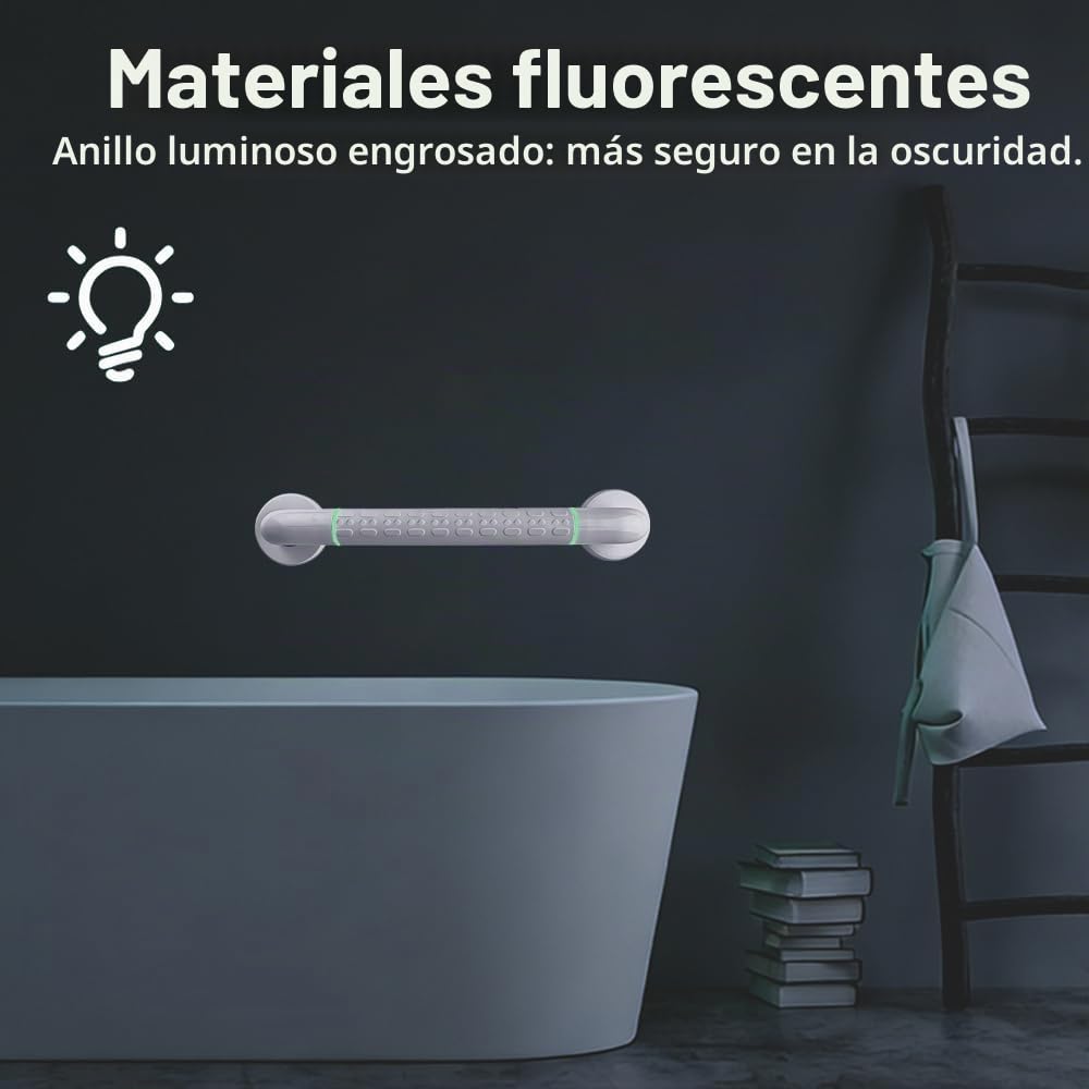 Agarraderas Baño para Mayores 40cm Asidero Ducha Antideslizante Acero Inoxidable Barra ​Agarrador Ducha Personas Mayores Barras de Apoyo para Baño Blancas