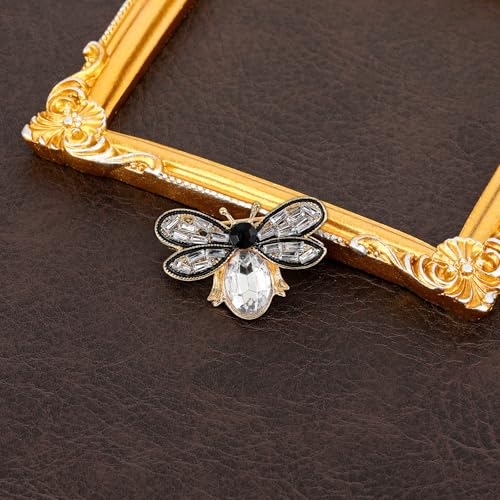 Image of Bee Brooch Pin, Honey Bee Rhinestone Pins Vintage Crystal Insect Themed Lapel Pins Stylish Accessories for Women Men Party Dating Daily