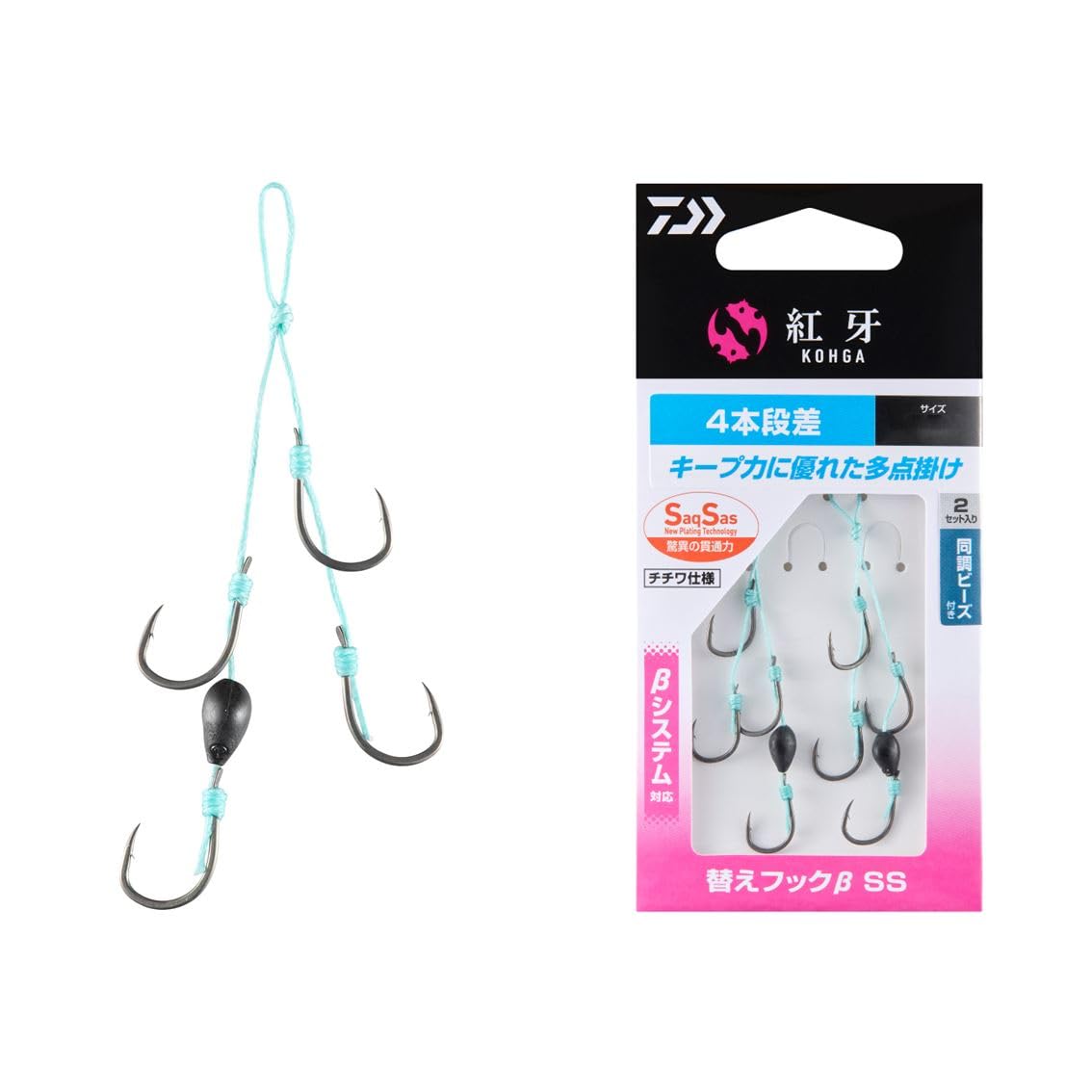 Daiwa Tairaba Hook, Red Fang Replacement Hook, Beta SS 4 Steps, S