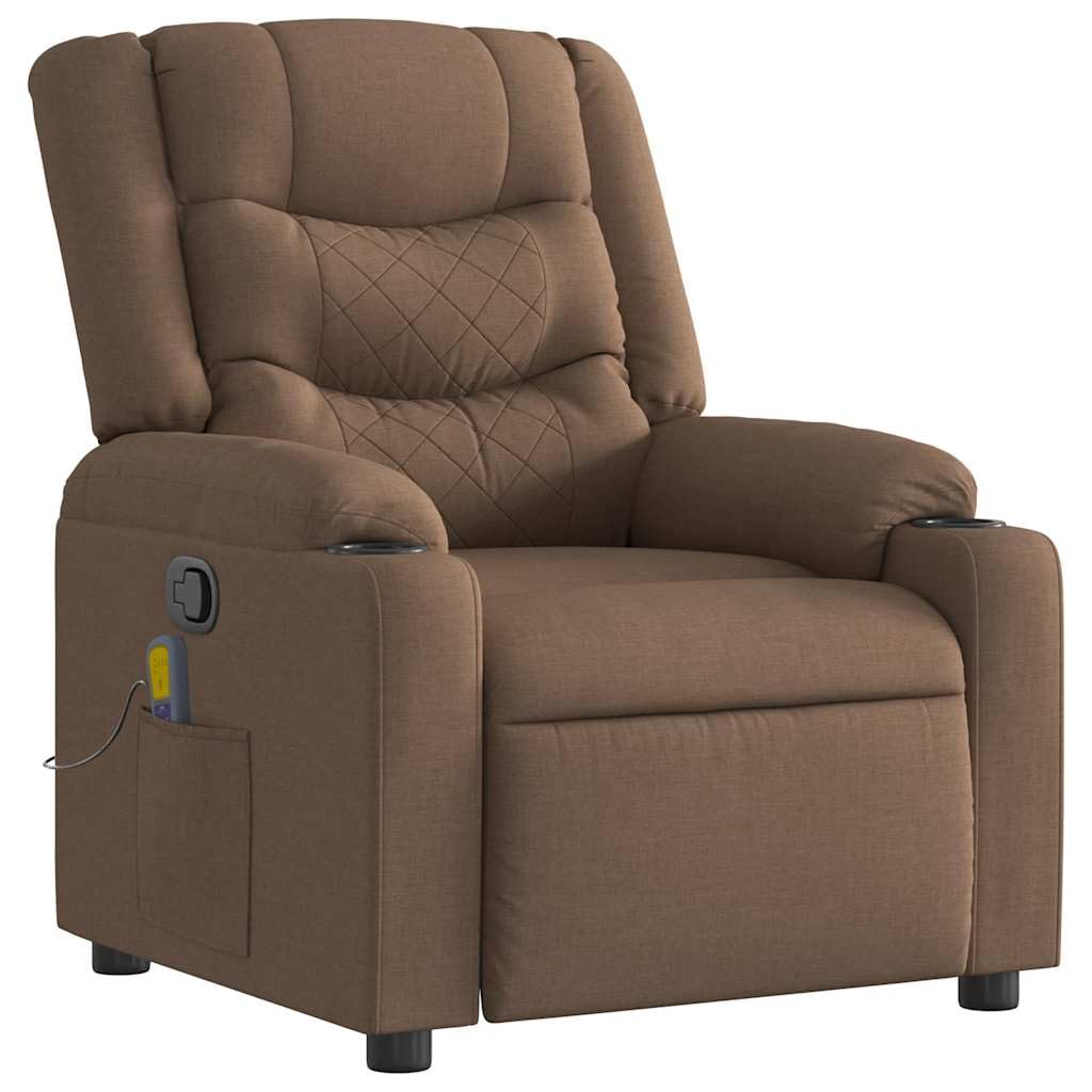 Fauteuil de Massage inclinable Marron Tissu Fauteuil de Relaxation, Siège de Chaise pour Relax, Salon, Maison, Bureau, Chambre à Coucher -J