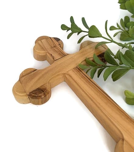 iHoly Land Crafts 7 Inch Olive Wood Wall Cross, Wall Hanging Crucifix, Baptism & Confirmation Gift, Rustic Religious Wall Art, Beige, 7L" x 5W" x 0.5D"
