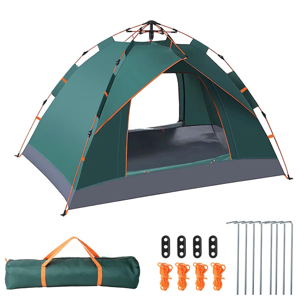 Tente Pop Up 2 Personnes, Tente Camping Imperméable 210D Oxford, Montage Rapide en 1 Min, Tente Légère avec Sac de Transport, Respirante et Coupe-Vent pour Camping, Festival et Plage