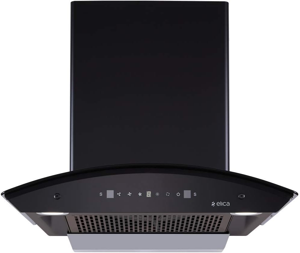 Elica 60 cm 1500 m3/hr Filterless Autoclean Kitchen Chimney with 15 Years Warranty (FLCG 600 HAC LTW MS NERO, Touch + Motion Sensor Control, Black)