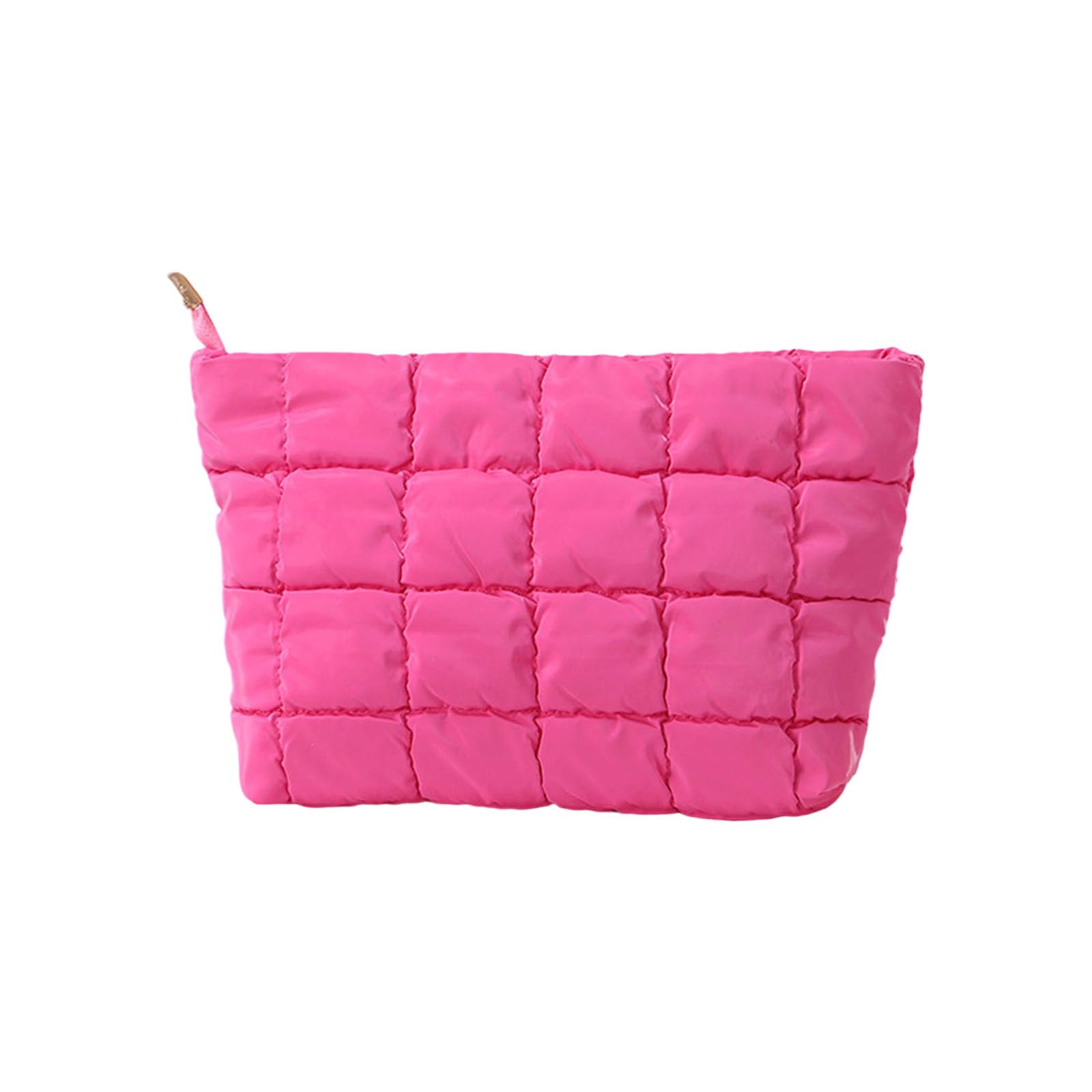 Tsophreniq Diamonds Embossing Makeup Pouches Portable Cosmetic Organizers with Spacious Compartment Unique Accessory Quilted Makeup Bag