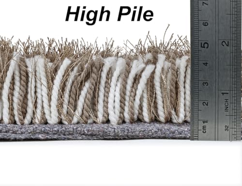 Image of FIASCO Tie Dye Shaggy Carpet Bedside Runner | 2 Inch Pile Height Back in Canvas for Bedroom, Kids Room, Guest Room Microfiber Soft Plush Fluffy Shaggy Carpet | 1.5x4 Feet Beige Ivory Mix
