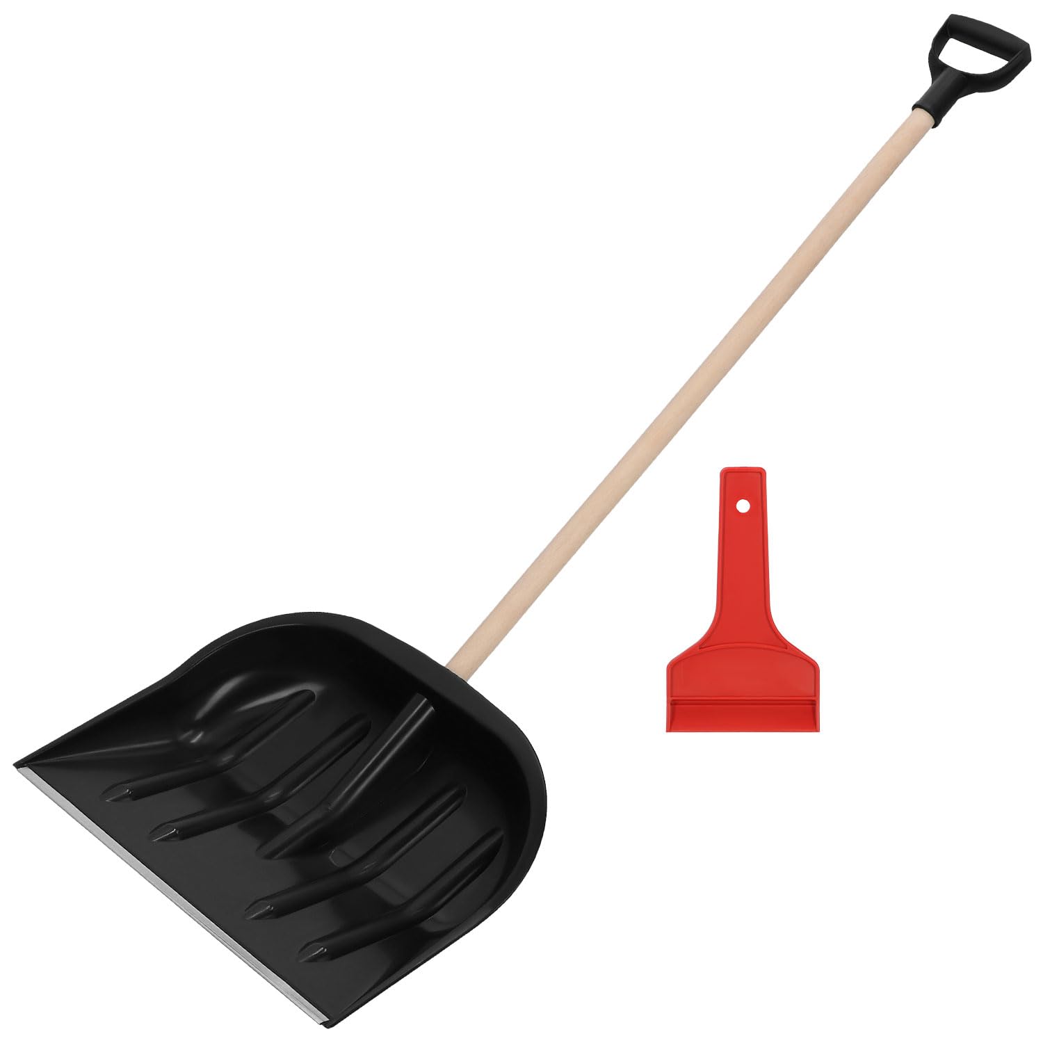 KOTARBAU® Juego de pala de nieve con mango de madera, 137 cm, con mango de 43 cm, raspador de hielo de 119 x 20 cm + guantes, pala de nieve, pala de nieve, mango de madera para quitar la nieve — view 12