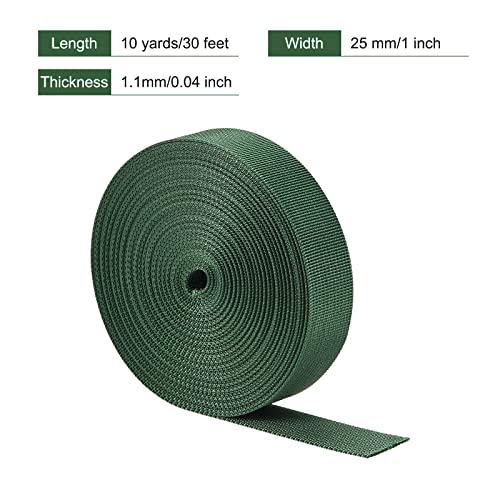Image of MECCANIXITY Flat Nylon Webbing Strap 1 Inch 10 Yards Green for Backpack, Luggage-rack