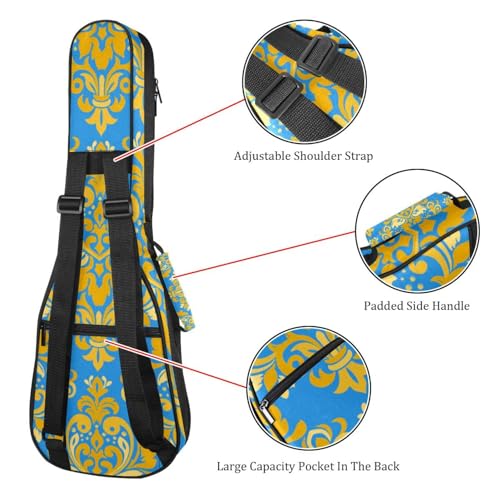 JRHEJTHH Housse imperméable durable pour ukulélé avec épaules réglables pour ukulélé de 53,3 cm, 58,4 cm, 61 cm, rembourrage épais, motifs floraux peints à la main, bleu foncé, Multicolore., - Les Beatles, Paul McCartney, John Lennon, RIngo Starr, George Harrison JRHEJTHH Housse imperméable durable pour ukulélé avec épaules réglables pour ukulélé de 53,3 cm, 58,4 cm, 61 cm, rembourrage épais, motifs floraux peints à la main, bleu foncé, Multicolore., – Image 4