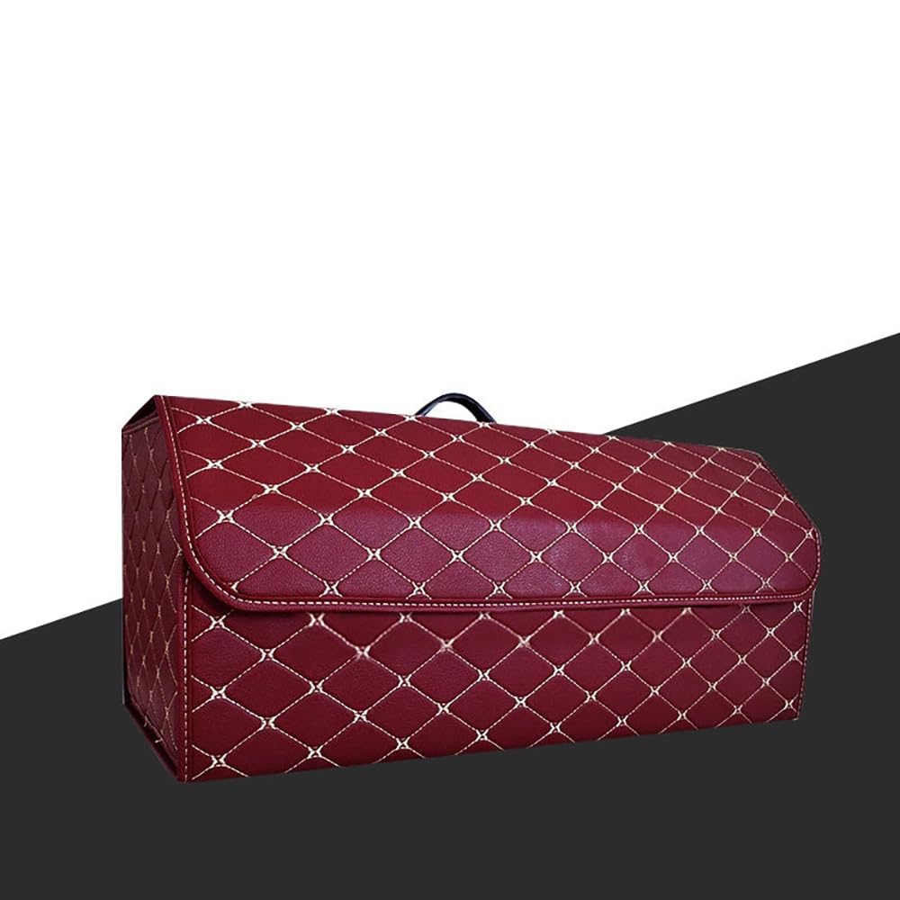 Auto KofferraumOrganizer KofferraumTaschen Kofferraum-Aufbewahrungsbox Faltbar Aufbewahren Verstauen, für cc ID.4 T-Cross Lamando Viloran Lavida Polo Golf,D/Burgundy-XL