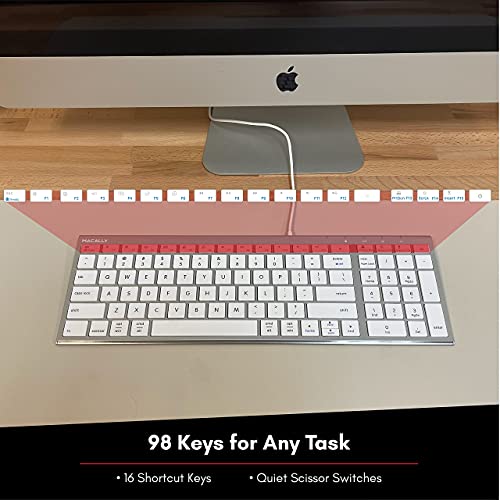 Macally Compact Wired Keyboard and a Vertical Laptop Stand, Designed to Save Space