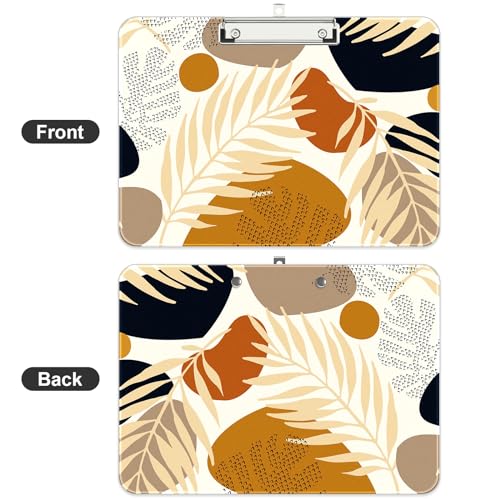 Image of Plastic A4 Clipboard Landscape, Fashion Clip Board with Low Profile Clip for Drawing, Sketching, Art Supplies, Drafting Supplies, Abstract Modern Leaves