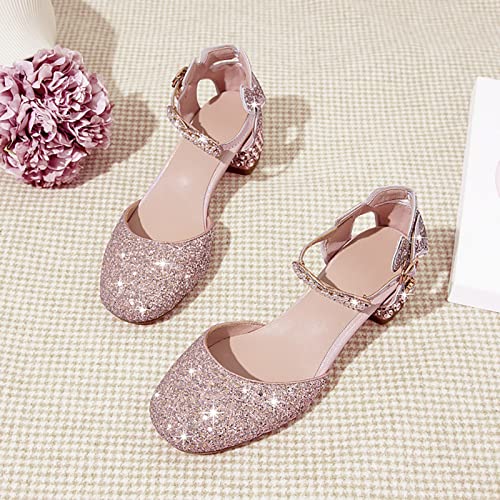 Girls Sandals 4.5cm Low Heel Dress Close Toe Sandals Flower Wedding Party For Little Kid/Big Size 4 Toddler Girl Sandals2