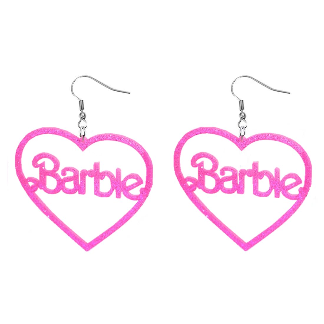 Ticome Orecchini a forma di cuore rosa, orecchini scintillanti in acrilico rosa cavo, gioielli alla moda da donna, gioielli squisiti regali, Acrilico, Nessuna pietra preziosa