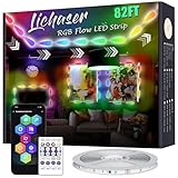 Lichaser RGB Flow Chasing LED Strip Lights Indoor, Bluetooth APP and RF Remote Control, DIY, Chasing, Shooting Star, Color Segmentation LED Lights for Wall, Room, Bedroom Decor (82FT, RGB+IC)