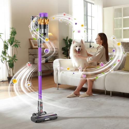 Image of Cordless Vacuum Cleaner 55KPa 650W Max 70 Mins Vacuum Cleaner for Home, Wall mount Charging Dock, Self-standing Vacuum Cleaner with Scented Tablet, Anti-tangle Stick Vacuum for Pet Hair /Carpets /Floors