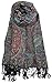 Plum Feathers Tapestry Ethnic Paisley Pattern Pashmina Scarf (Black Multi Tapestry)
