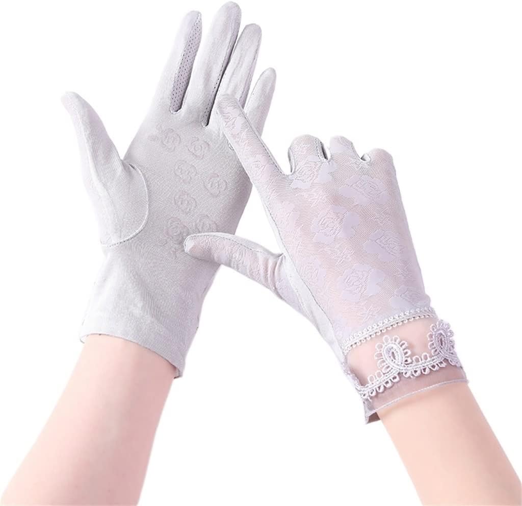 Thin Short Lace Breathable Full-Finger Driving and Riding Handguards Ice Silk Women's Gloves