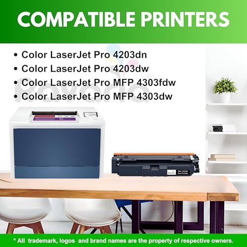 Image of 230A Compatible Toner Cartridges (with New Chip) for HP W2300A Replacement for HP Color Pro 4203dn 4203dw 4303dw 4303fdw Printer (230A Toner Black (W2300A)