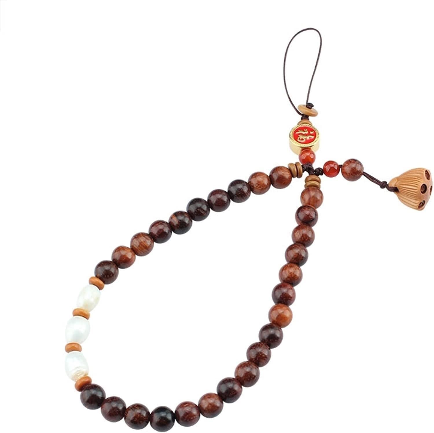 Cordón for teléfono Celular, Llavero for teléfono, cordón con Cuentas de Madera con Elementos Chinos for teléfono móvil, Cadena for teléfono for Hombres y Mujeres, cordón Colgante, joyería