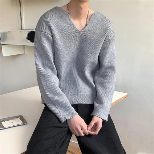 Mens Long Sleeve Lightweight Pullover Sweater Casual V Neck Solid Knitwear Jumper Tops3