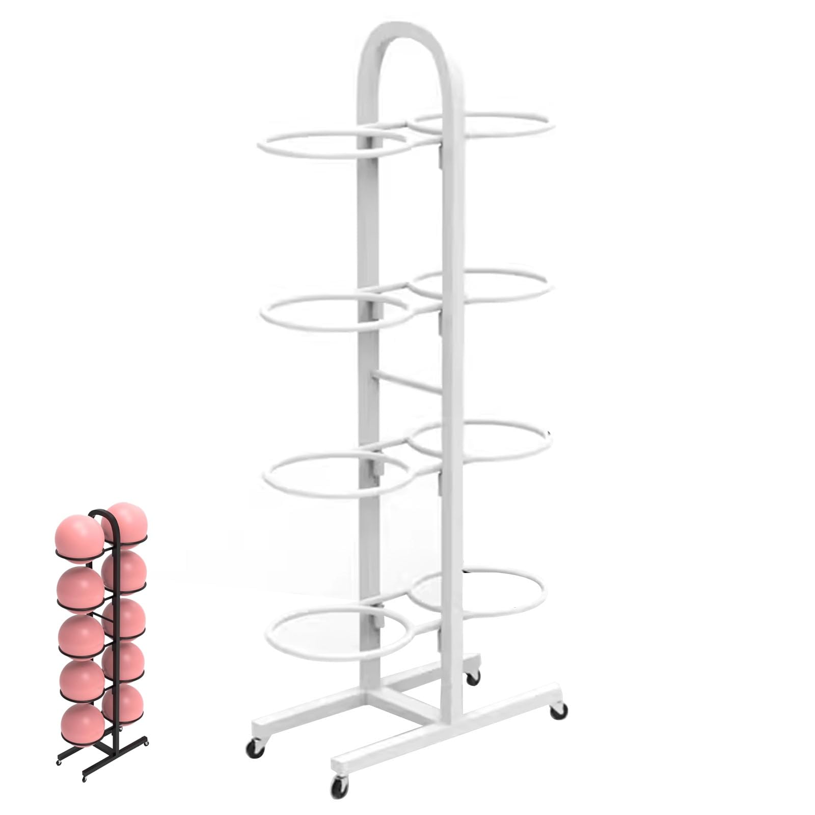 Supporto per palla da yoga, carrello da palestra portatile, supporto per attrezzatura sportiva, design salvaspazio per studi e centri fitness