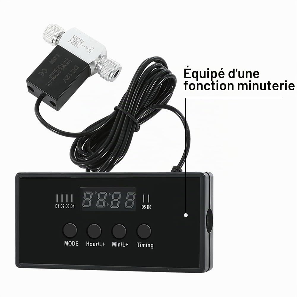 DONGKER électrovanne CO2 avec contrôleur temporisé, régulateur DC 12 V pour Aquarium, tête Simple ou Double, vanne motorisée pour la Croissance des Plantes Aquatiques et Herbes