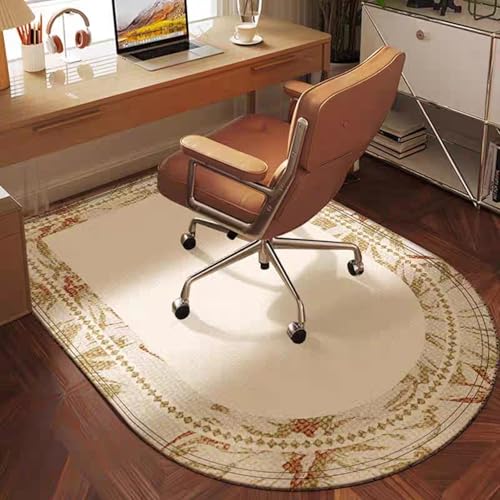 チェアマット おしゃれ 北欧 円形 ゲーミング ラグ 大型 傷防止 防音 厚手 ずれない 厚め グレー 大判 フローリング 畳 デスクマット 床 滑り止め 大きい ゲーミングチェアマット 玄関 椅子 マット 床保護マット 軽量 (100*140cm,K)