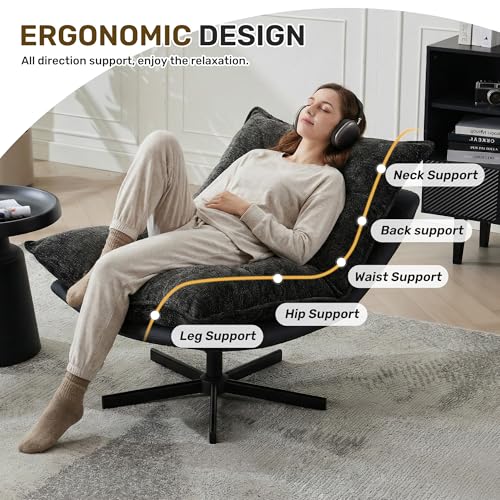 Sillón Plegable Tapizado Negro miniatura 3