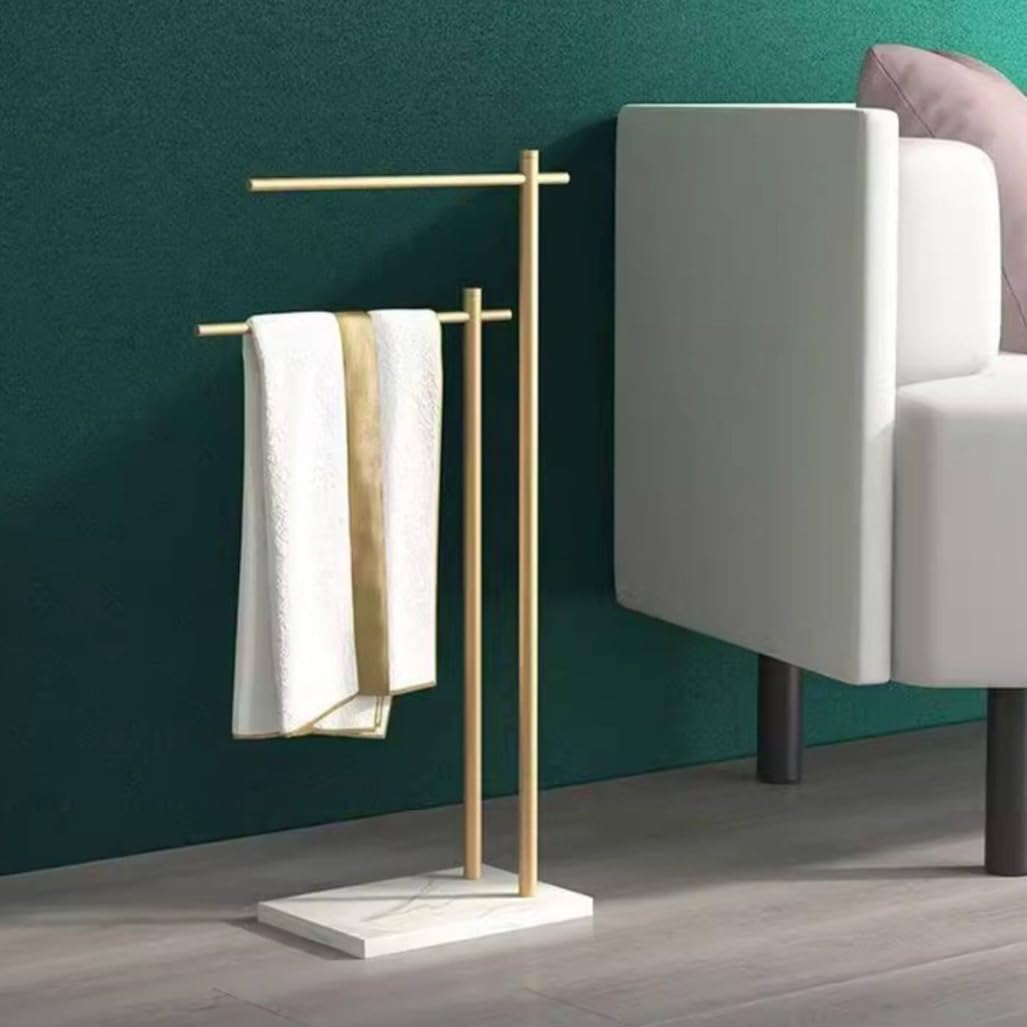 Genérico Toallero Independiente, Soporte para Toallas de baño de 2 Niveles de aleación Inoxidable en Forma de L con Base Pesada, Barra Alta para Toallas de Ducha para Uso en baño y Piscina