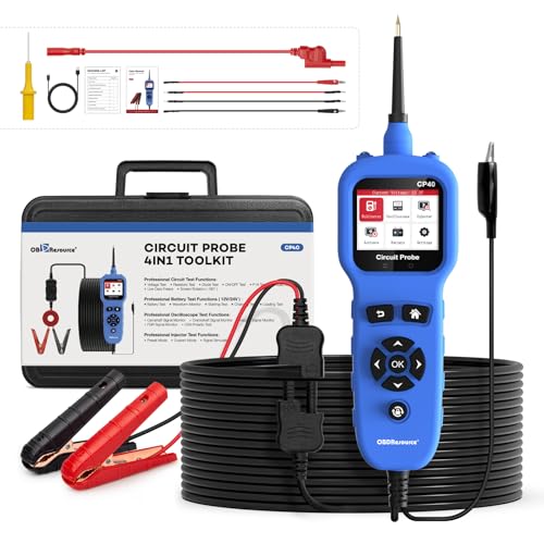 OBDResource Herramienta de diagnóstico para coche, 4 en 1, 0 V-80 V CC, comprobador de voltaje para coche, con prueba de inyección, multímetro, osciloscopios, comprobador de batería para coche con
