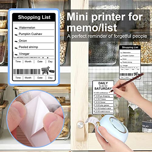 GuKKK Mini Drucker, Mobiler Fotodrucker, Tragbarer Mini mit Sieben Farben LED, Wireless Thermodrucker, Smartphone Bluetooth Drucker, für Lernhilfe,Lernnotizen,Journal (Blau)