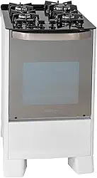 SUGGAR FOGÃO MASTER GRILL BRANCO MESA DE VIDRO 4 BOCAS TRIPLA CHAMA GRILL 110V TREMPE FERRO FUNDIDO ACENDIMENTO SUPERAUTOMÁTICO FGVMTG411BR