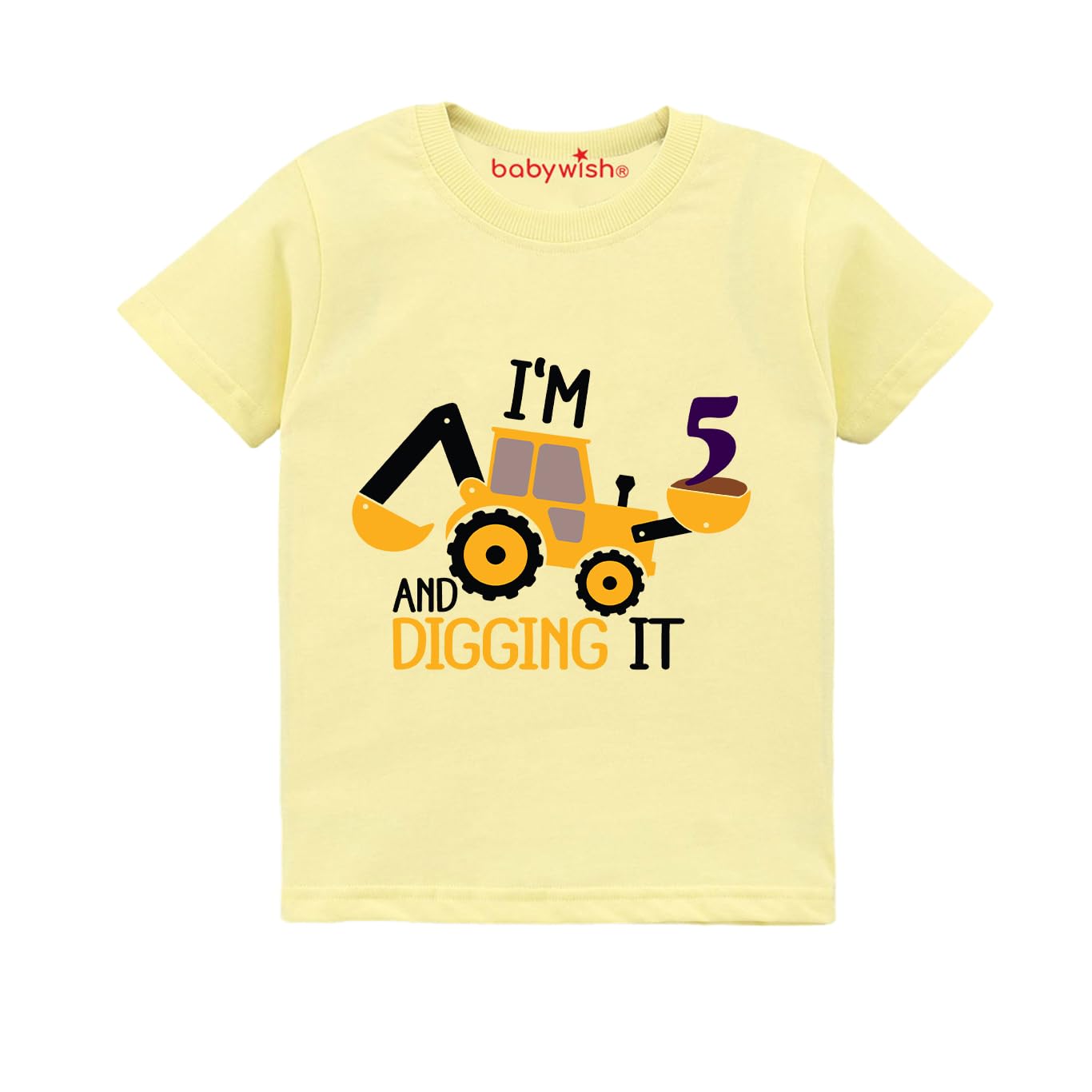 baby wishBirthday Milestone Dress for Boy’s and Girl’s Birthday Tshirt for Kids Happy Birthday T-Shirts Half Sleeve Celebration Birthday boy Girl T-Shirt I’m 5 and Digging It