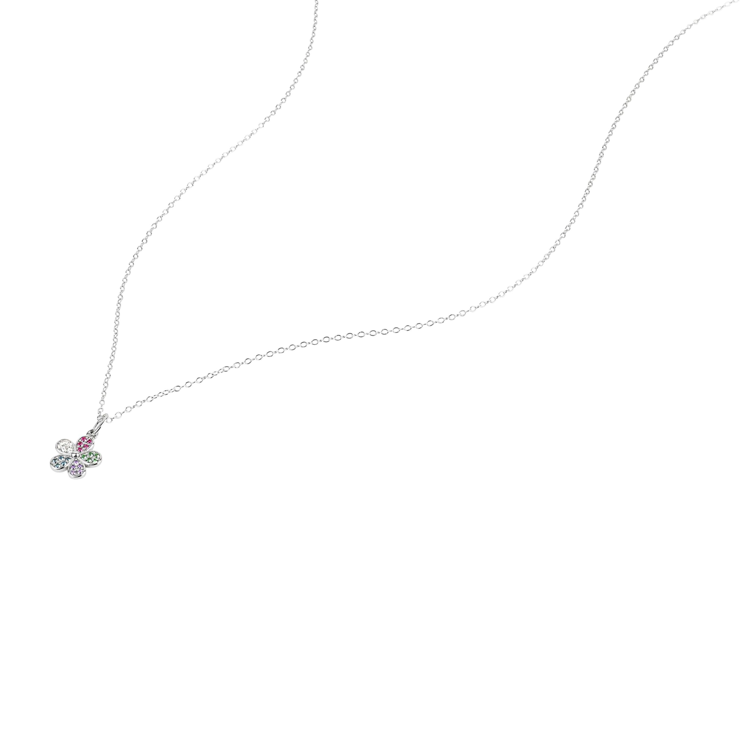 Prinzessin Lillifee Kette mit Anhänger für Mädchen, Sterling Sterling Silber 925, mit Zirkonia, 35+3 cm, Blume, silber, Kinderschmuck, Geschenkidee, kommt in Schmuck Geschenk Box, 2101029