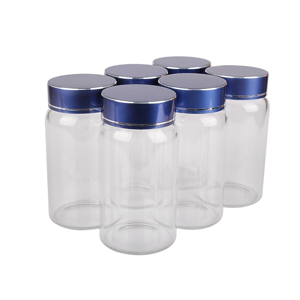 あめや瓶 薄い青のガラス 十角形 アルミ蓋付き 美品 Yahoo