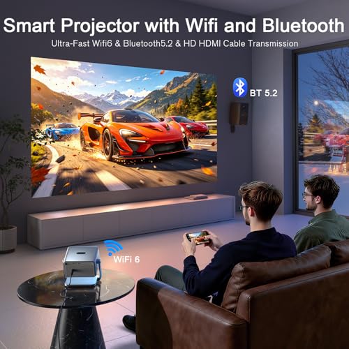 Image of [4000 ANSI & Now with Netflix] 4K Projector with WiFi and Bluetooth for Display Booths, Auto Focus Keystone Smart Projector , Voplls Mini Projector with Adjustable Stand for Home Bedroom (Silver Grey）