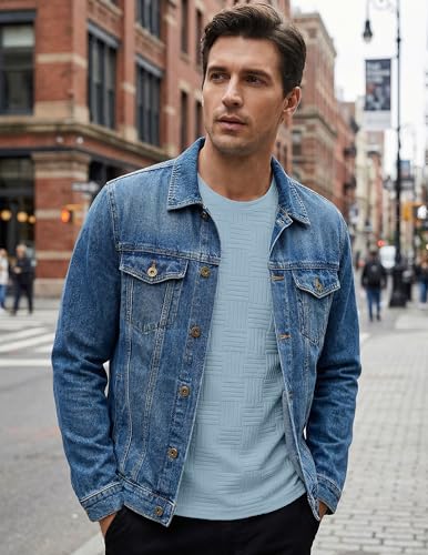 Image of JMIERR Mens T-Shirt Casual Stretch Solid Crewneck Short Sleeve Tees Textured Shirts