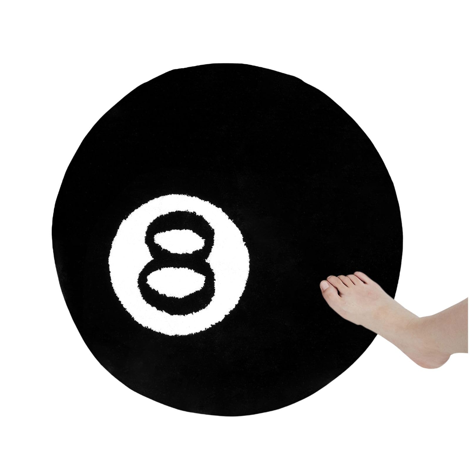 Tapis rond de rugby en velours végétal blanc et noir 100 cm