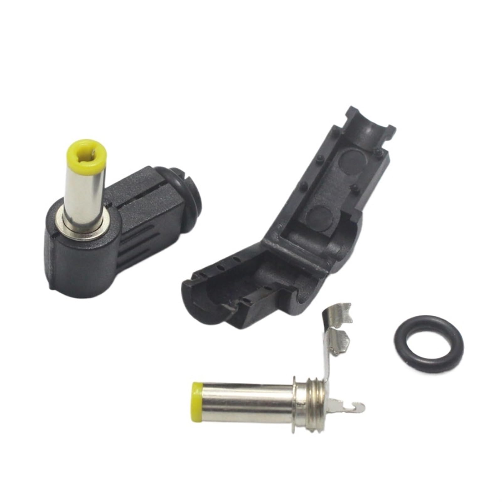 WUZDPRCJ 100pcs 5.5 * 2.1/5.5 * 2.5mm Male DC Power Jack Connector Right Angle Welding Electrical Plugs Audio Yellow Head(5525)